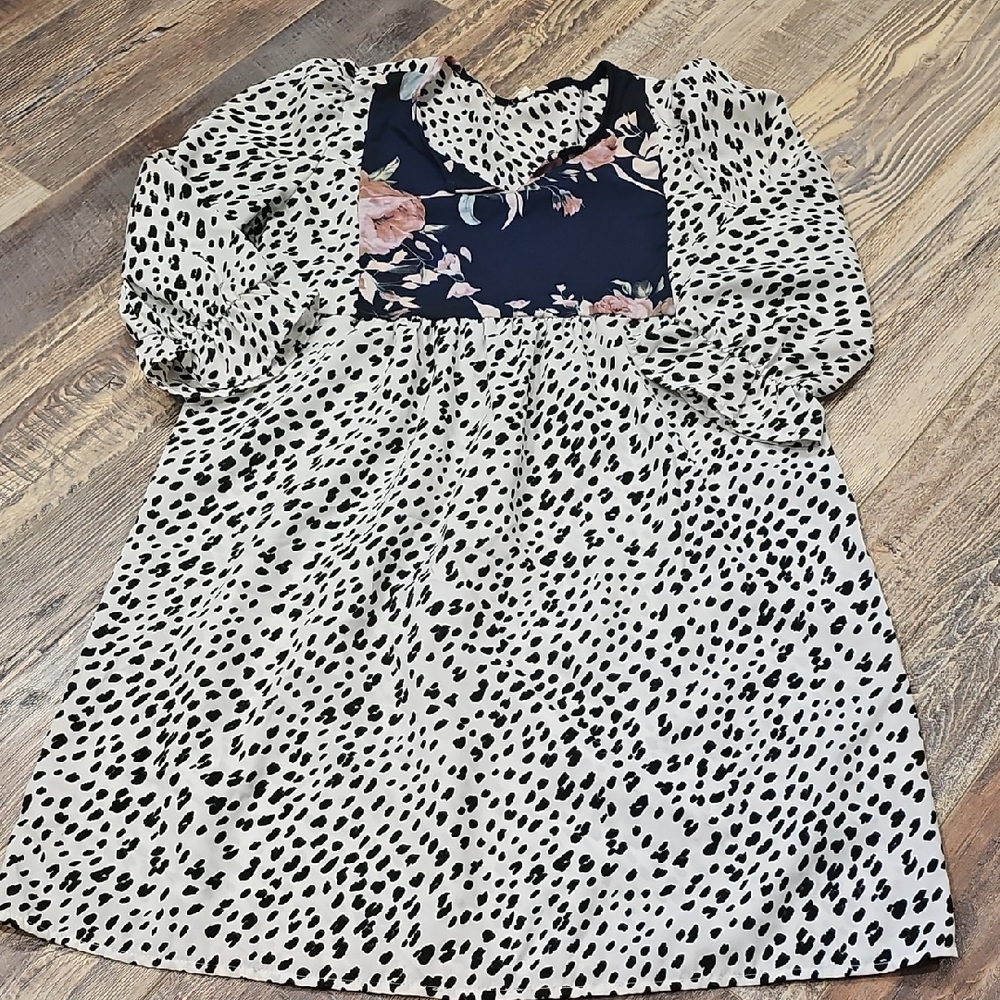 Womens Dress with Floral and Leopard Print